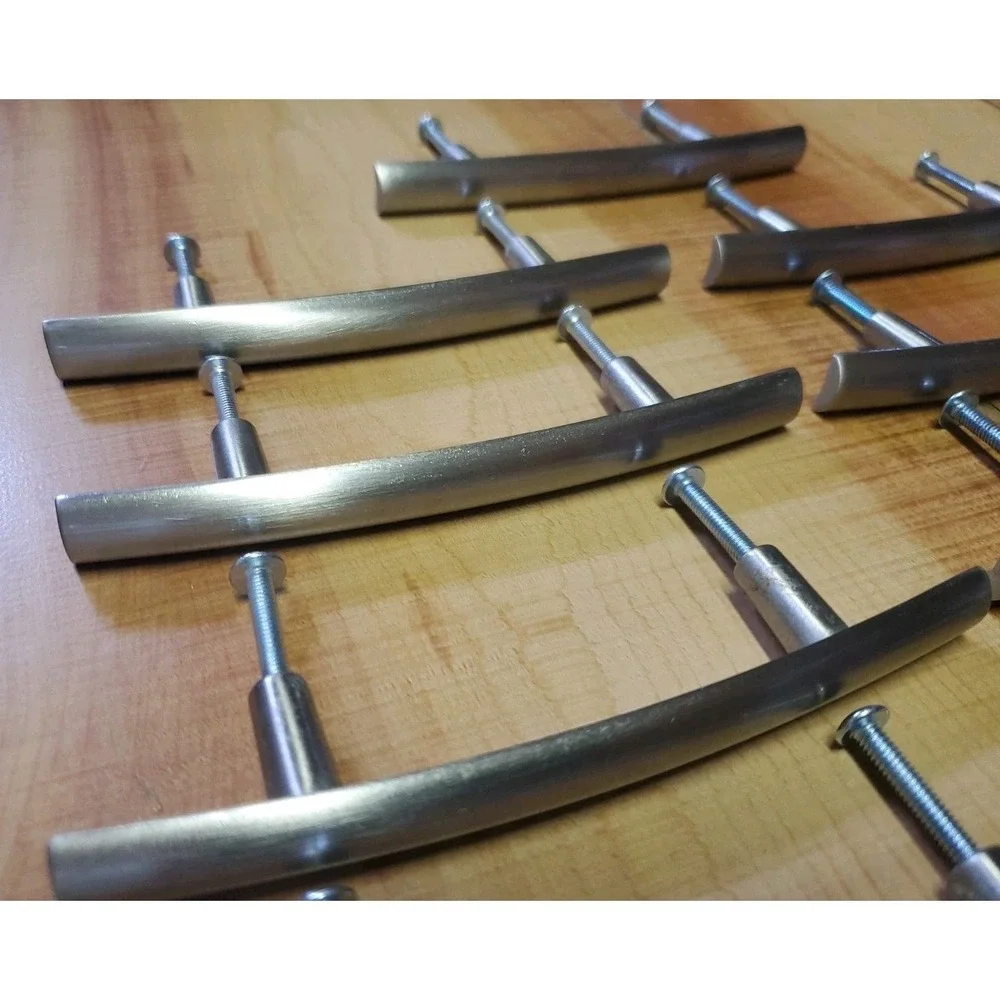 Brushed Nickel Cabinet Door Handles Drawer Pulls 5.25 inch Lot Of 9